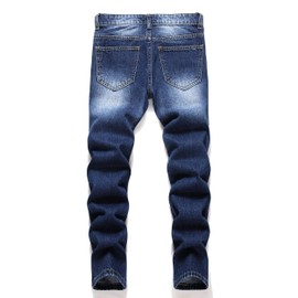 Boys' Skinny Fit Stretch Denim Jeans 5-Pocket Style Washed Fashion Basic Denim Jeans Pants Dark Blue