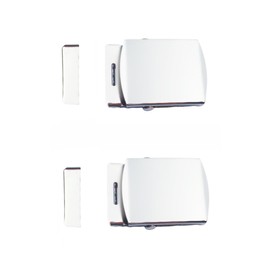 SICOLAS Classic Military Slider Style Belt Buckle with End Tip,Shiny Silver Plating Army Garment Buckle,Pack of 2 sets, Silver, 32mm