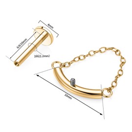 Chain Helix Stud Cured Cartilage Earring Internally Threaded 16G Helix Earring Labret Stud Gold Labret Jewellery Tragus Piercing Tragus Earrings Conch Stud Medusa Monroe Stud Flatback Earring 8mm