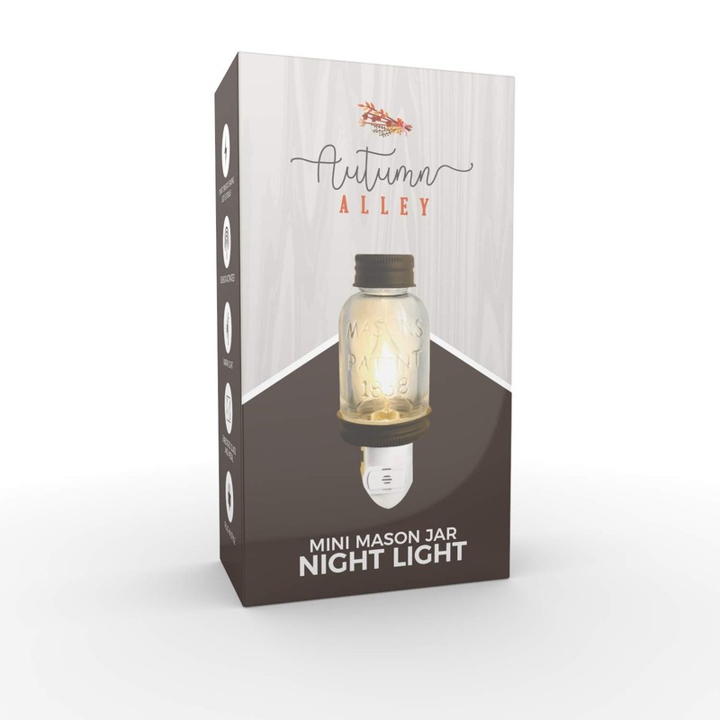 Rustic LED Mini Mason Jar Night Light in Bronze |