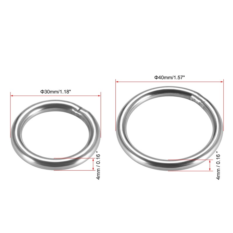 sourcing map 30mm 40mm OD 201 Stainless Steel O Rings,
