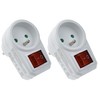 2 Socket Adapters with Switch Colour White 16 A 230