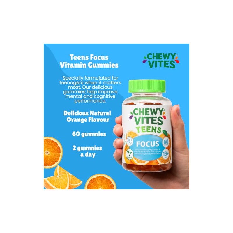 Chewy Vites Teens Focus Gummies with Citicoline & Ginkgo Biloba,