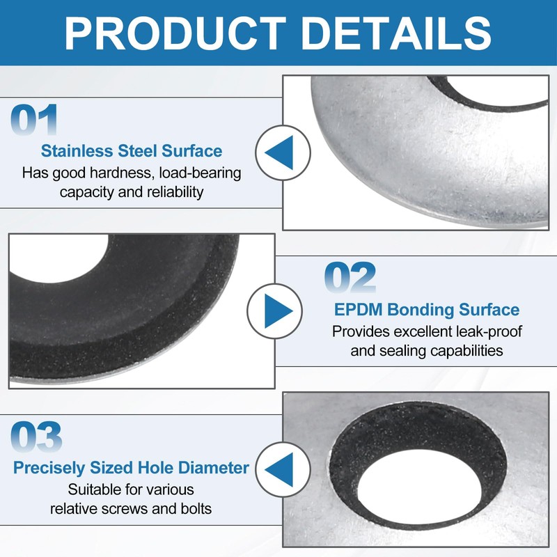 uxcell 100Pcs 5/16" x 7/8" Sealing Washers, 304 Stainless Steel