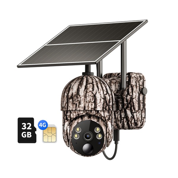 Ebitcam 4G LTE Cellular Trail Cameras Gen 3.0 with SD&SIM Card, 360° Full View, 2K Live Streaming, Solar Powered, Remote Phone Access, Night Vision, Motion Activated Game/Deer Camera, IP65 Waterproof
