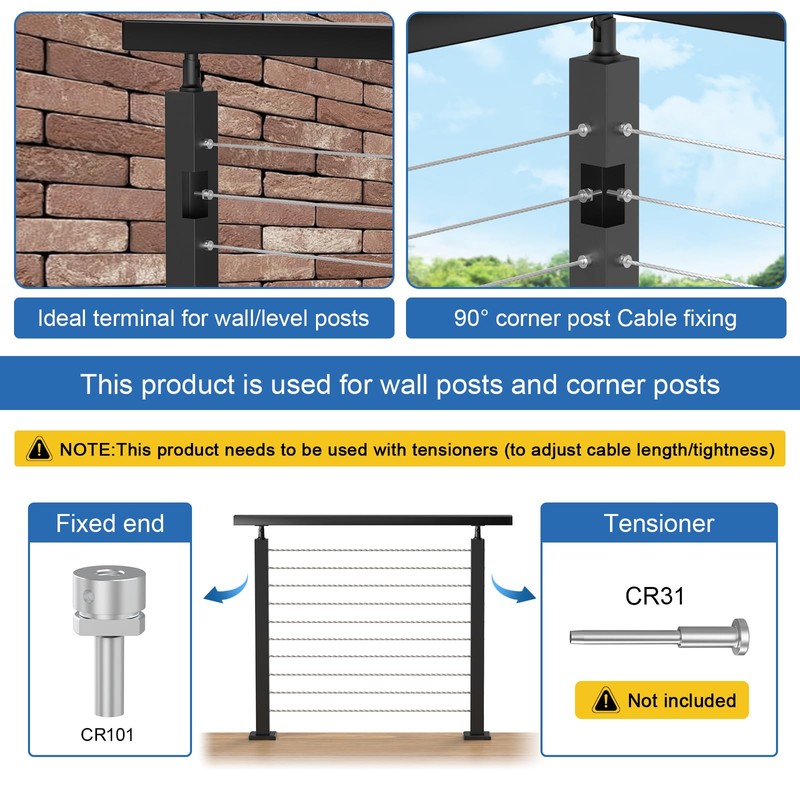 CKE 20 Pack Cable Railing Terminal Anchor, Upgrade T316 Stainless