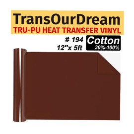 TransOurDream Matte Brown HTV Heat Transfer Vinyl Roll for All Cutter Machines - 12'' x 5ft PU Brown Iron on Vinyl for T-Shirts - Thin and Easy to Weed