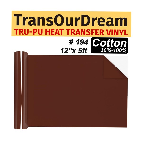 TransOurDream Matte Brown HTV Heat Transfer Vinyl Roll for All