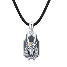 YEESIA Egyptian Anubis Necklace 925 Oxidised Silver Anubis God of the Underworld Necklace Amulet Necklace, Sterling Silver