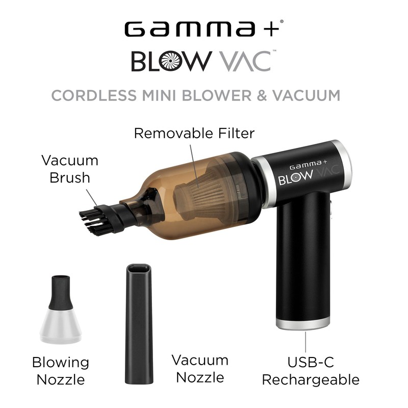 GAMMA+ Blow Vac 2-in-1 Handheld Air Blower and Vacuum USB-C