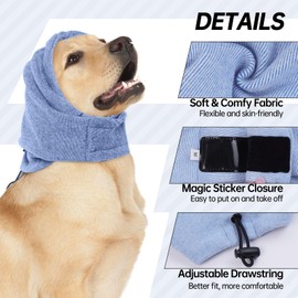 Lelepet Dog Ear Protection, Ear Protection for Dogs, Dog Earmuffs for Noise Reduction, Dog Ear Care, Dog Neck and Ear Warmers for Dogs, Soothing Hoodie for Dogs, Blue S