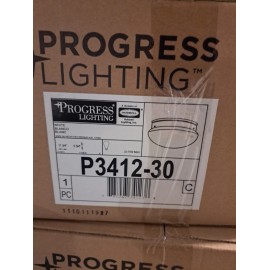 Progress Lighting P3412-30 2-Light White Flush Mount Ceiling Light w/White Glass