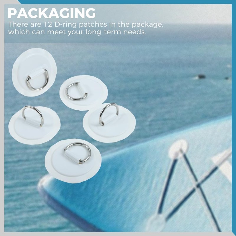 Yetaha 12PCS Stainless Steel D Rings Patch, White D-Ring PVC