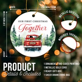 ZAGKOO Our First Christmas Together Ornament 2024-1st Christmas Together, Couple Gifts for Christmas - Couples Christmas Ornament, Better Together Boyfriend Girlfriend First Christmas Ornament 2024