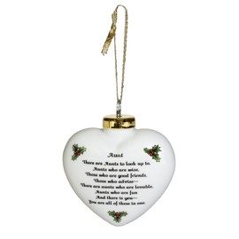 CBE Aunts Who are Wise Advise Fun White Puffy Heart Porcelain Christmas Ornament