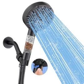 SELLO Filtered Shower Head with Handheld, High Pressure Nine Modes Handheld Shower Head, 5'' Detachable Showerhead Set with 59 Inch Stainless Steel Hose and Adjustable Showerhead Holder (Matte Black)