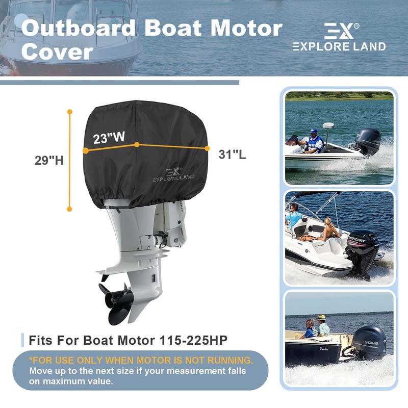 Explore Land Outboard Motor Cover - Waterproof 600D Heavy Duty