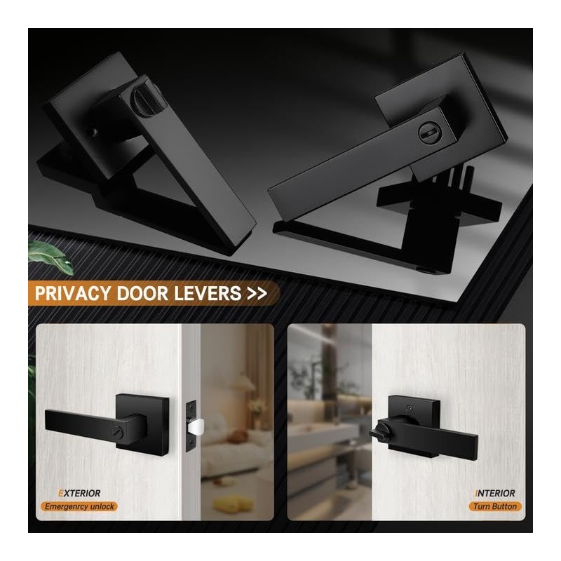 Probrico 5 Pack| Square Privay Levers for Bed and Bath