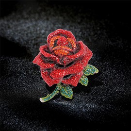 Crystal Rose Flower Brooch Corsage Women Anti-light Enamel Lapel Pin DIY Ornament for Clothing Dress Bag Decoration Girls Women Charm Gift