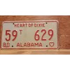 1980 ALABAMA License Plate Heart of Dixie antique vintage auto