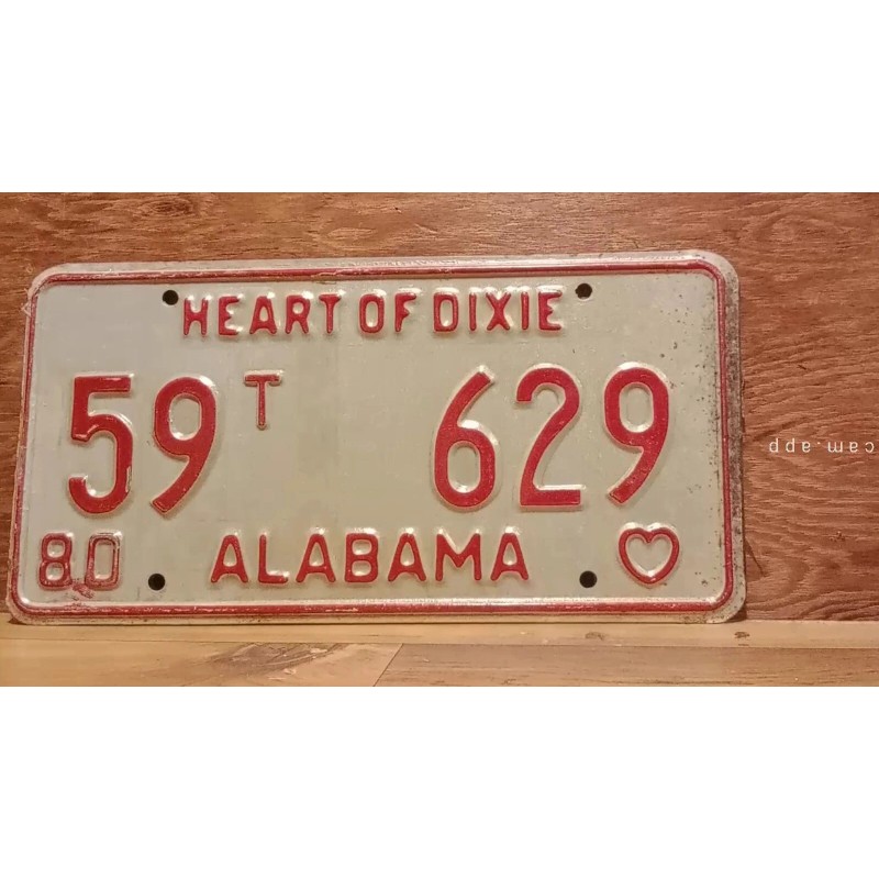 1980 ALABAMA License Plate Heart of Dixie antique vintage auto