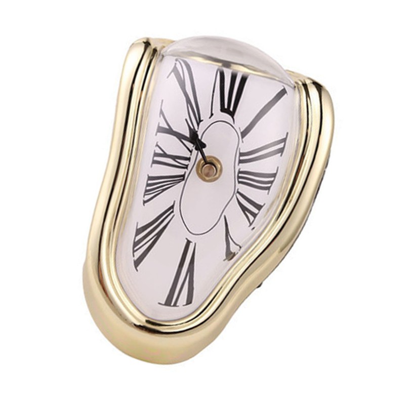 Melting Clock Plastic Retro Decorative Electroplated Metal Paint Desk Table