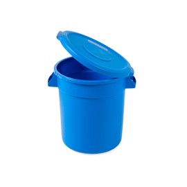 PRO&Family 32 Gallon Blue Round Commercial Trash Can with Lid/Ingredient Bin Recycling Bin Kitchen Garbage Can Office Garbage Can Trash Barrel Plastic Barrel Yard Waste Bin Outdoor Trashcan