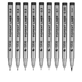 9Pcs Hand Painted Pens Waterproof  Micro Line Pens Illustration Drawing Pens