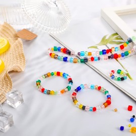 1000 Pieces Crystal Beads for Jewelry Making Faceted Bicone Cube Crystal Glass Beads Bracelet Making Kit Loose Beads Briollete Rondelle Spacer Beads for DIY Bracelets Necklace Pendants Making Supplies