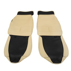 IKON MOTORSPORTS, Full Set Car Seat Covers Compatible with 2009-2023 Dodge Ram 1500, 2010-2023 Dodge Ram 2500/3500 with Split Seat 60/40, PU Leather Driver Seat Cover Cushion Protectors, Beige