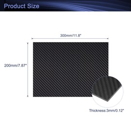 QUARKZMAN 3K Carbon Fibre Plate Panel Sheets, 300 x 200 x 3 mm Carbon Fibre Board Plate Flexible for RC Aircraft, Model Car, Car Parts (Twill Mat)