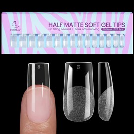 BTArtbox Square Nail Tips - Pre-Shaped Semi-Matte Fake Nails Gelly Artificial Nails for Women, Salon, 320 Pieces, 16 Sizes