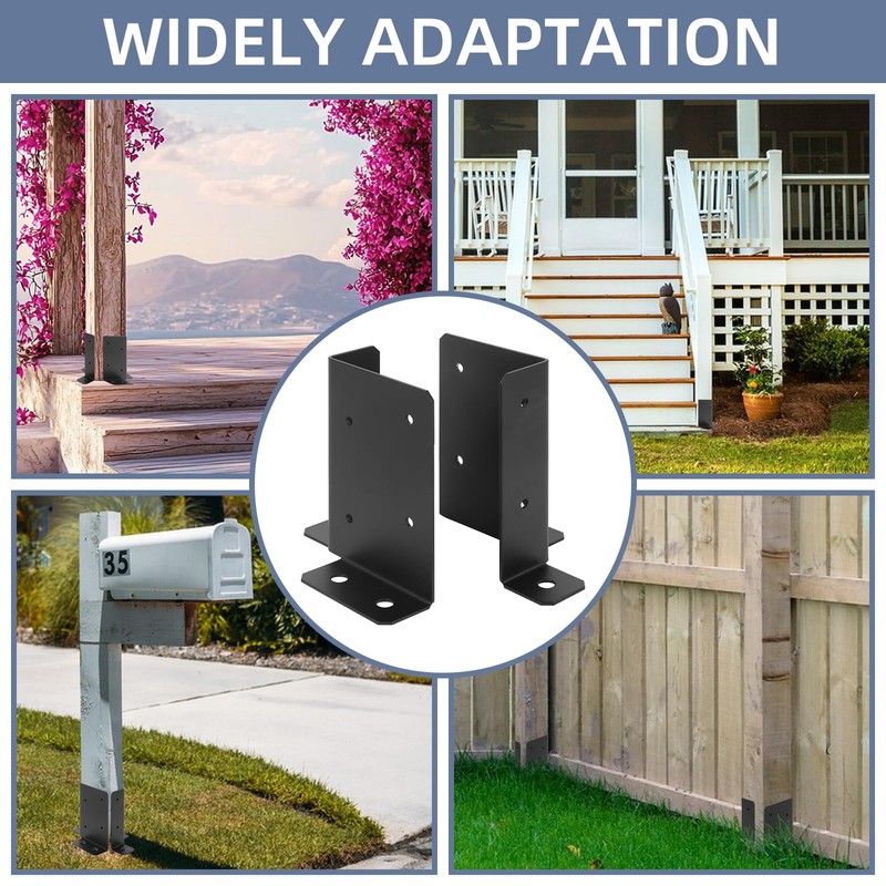 4pcs Adjustable Post Base Bracket Fit 2x4,4x4,6x6 Post, Wood Fence
