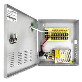 9-Channel DC 12-Volt 5-Amp Output CCTV Distributed Security Camera Power Supply Box/Converter with AC Plug and Lock for CCTV Cameras, IP Cameras, DVR Surveillance System.(5A 9-Channel)