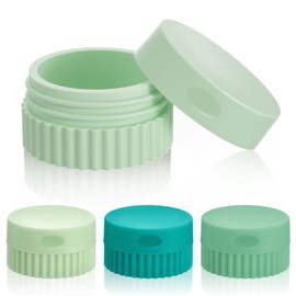 Guduling 4 Pcs Silicone Travel Jars,Small Silicone Travel Containers,Silicones Cream Jar with Lids,Travels Containers for Toiletries,Leakproof Refillable Bottles for Body Hand Cream, Lotion