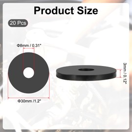 PATIKIL Multi Purpose Rubber Spacer, 20 Pcs 8mm ID x 30 OD x 3mm T Neoprene Round Anti-Vibration Isolation Pads Isolator Rubber Bushings Spacer Washer for HVAC Bolts Car Accessories