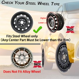 Hubcap Wheel Covers Replacement Size R15 Hub Caps Universal-Fit Steel Wheel Rims Cover ABS Tire Cap for Most Cars Trucks Sedans SUV -Set of 4（15-inch，Silver-Black）