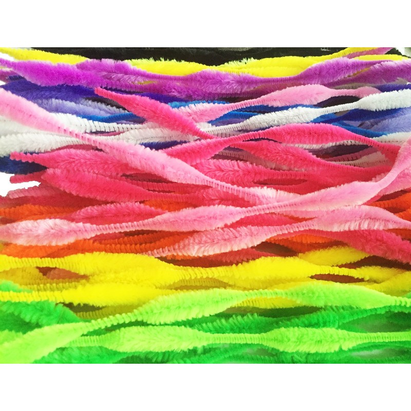 Carykon Pack of 100 Pipe Cleaners Fuzzy Bumpy Chenille Stems