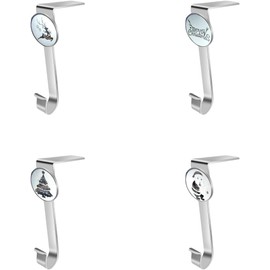 Topanke Christmas Stocking Holder - Set of 4 Stocking Hangers Snowman Santa Snowflakes Christmas Tree Deer Christmas Stocking Hooks Christmas Decoration