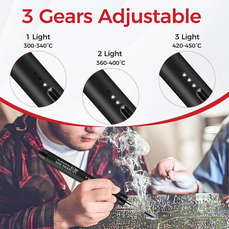 Cordless Soldering Iron Kit, USB Soldering Iron with 3 Temperature