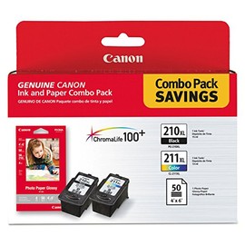 Canon 2973B004 (PGI-210XL/CL-211XL) High-Yield Ink/Paper Combo, Black/Tri-Color in Retail Packaging