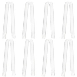 8 Pcs Plastic Buffet Serving Tongs 6.3 Inch Buffet Serving Tongs Clear Plastic Ice Tongs Small for Serving Food Ice Cube Tea Coffee Home and Party