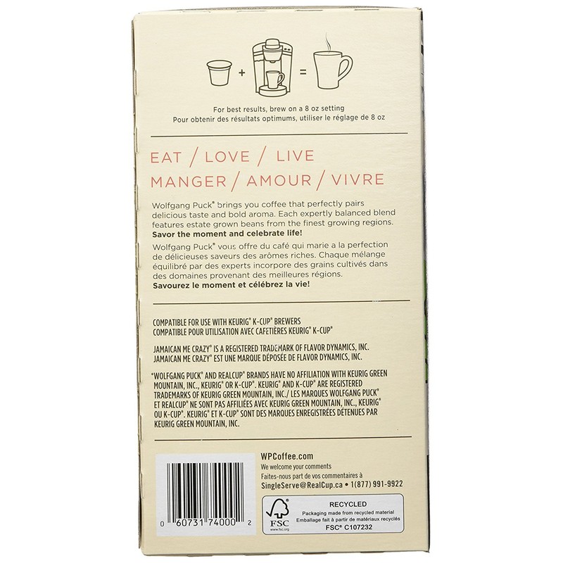 Wolfgang Puck Jamaican Me Crazy Flavored Coffee Single Serve Cups