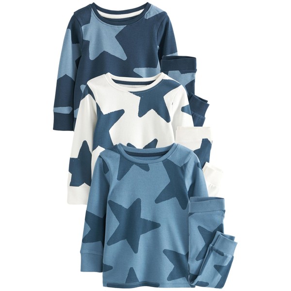 NEXT 3 Pack Long Sleeve Pyjamas, Blue/Navy