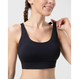 Luvrobes Racerback Sports Bras for Women High Support Adjustable Straps Molded Cup Workout Fitness Running Gym Bra (Black,S)