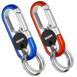 Thlevel Keyring Carabiner Car Keyring Stainless Steel with Key Rings, Blue and orange