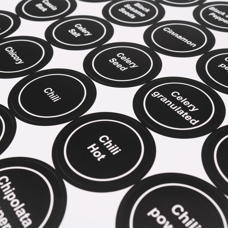 Black Spice Jar Labels Removable Spice Labels Stickers for Kitchen