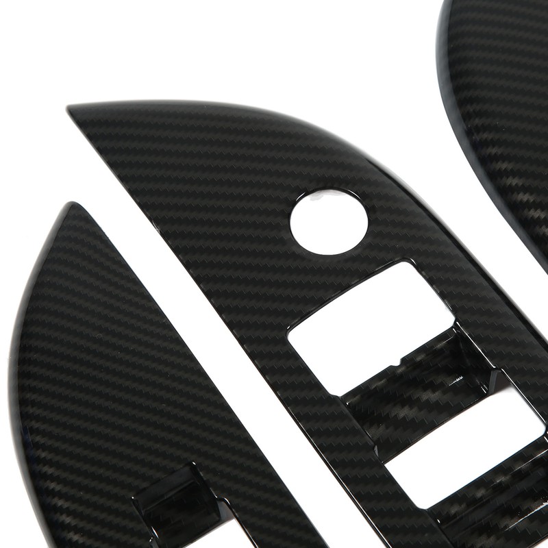 4 Pcs Door Window Control Panel Cover Carbon Fiber Style