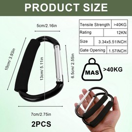 2 Pack Heavy Duty Locking Carabiner Clips, Large Aluminum Buggy Clips for Hammocks, Dog Leash, Camping, Yoga Swing, and Outdoor Activities – Durable and Secure Carabiner Hooks