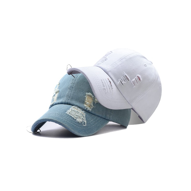 Nanwansu Unisex Ripped Distressed Denim Ring Baseball Cap Hip Hop